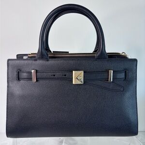 kate spade new york Deco Pebbled Leather Medium Satchel Black